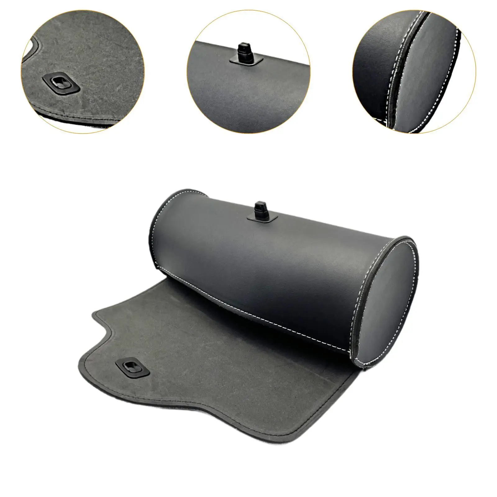 حقيبة شوكة الدراجة النارية من جلد البولي يوريثان العالمي، باللون الأسود سهلة التركيب #5