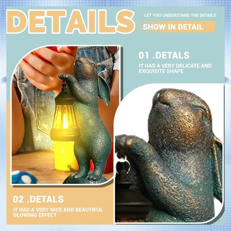 

AD-Garden Statue Solar Lantern Outdoor Animal Figurine Yard Lawn Ornaments Gift Easter