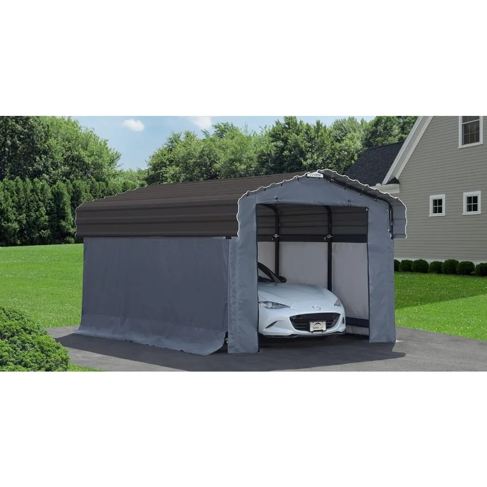 

10' X 15' X 7' 29 Steel Carport with Galvanized Steel Roofing and Closure Kit, Charcoal Grey