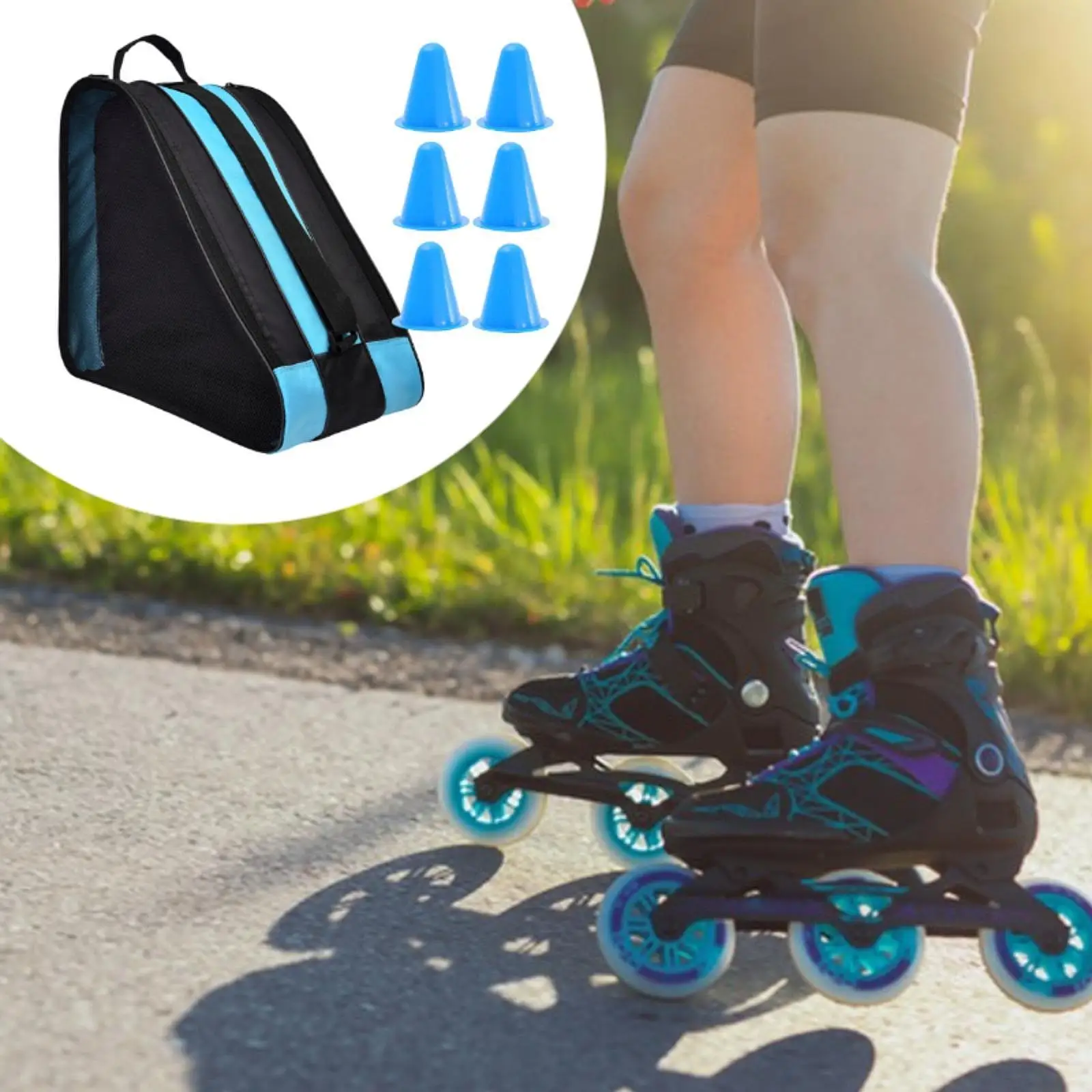 

Portable Roller Skating Bag Multilayer Design Storage Solution for Skates and Helmet Children