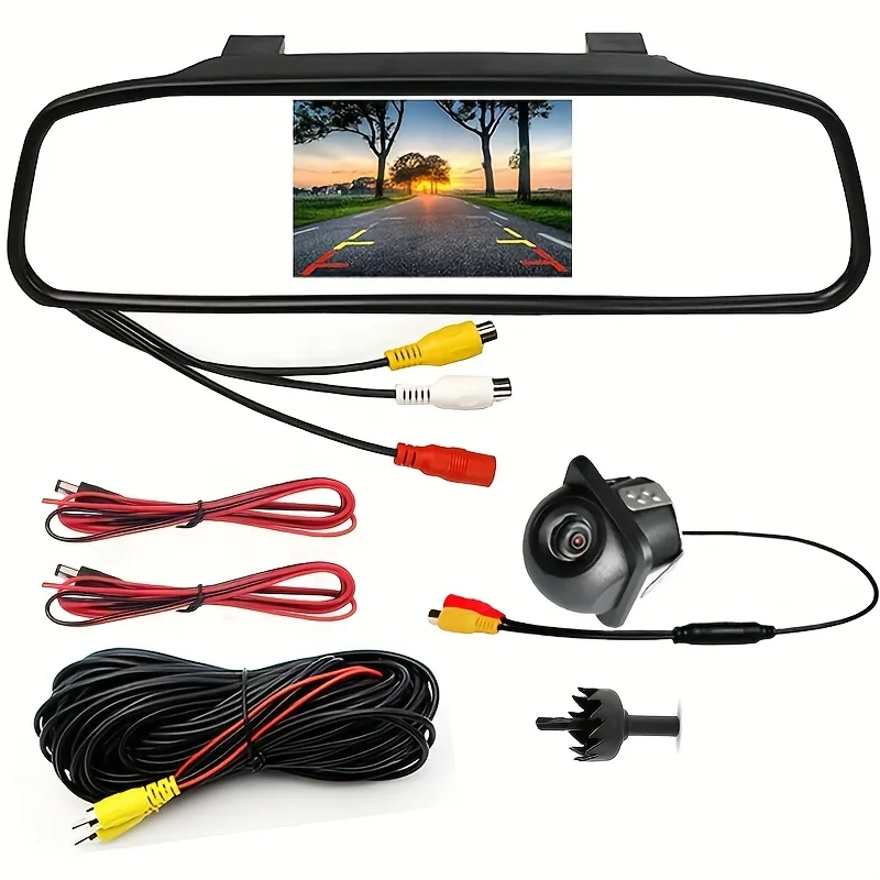 4.3-inch TFT LCD Rearview Mirror Backup Camera Kit,Suitable for Monitoring Various Vehicles Such as SUVs, Pickup Trucks, Campers