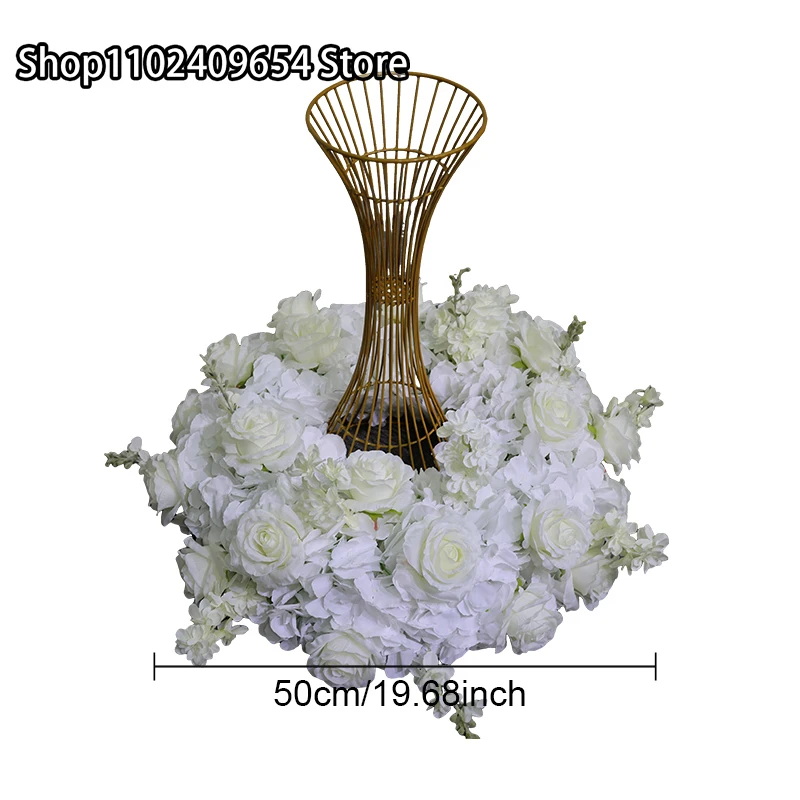 40 سنتيمتر 60 سنتيمتر زهرة إكليل الزفاف الجدول محور الشمعدان ديكو جارلاند تاج الأبيض الوردي الأخضر ورقة ترتيب الأزهار الدعائم #6