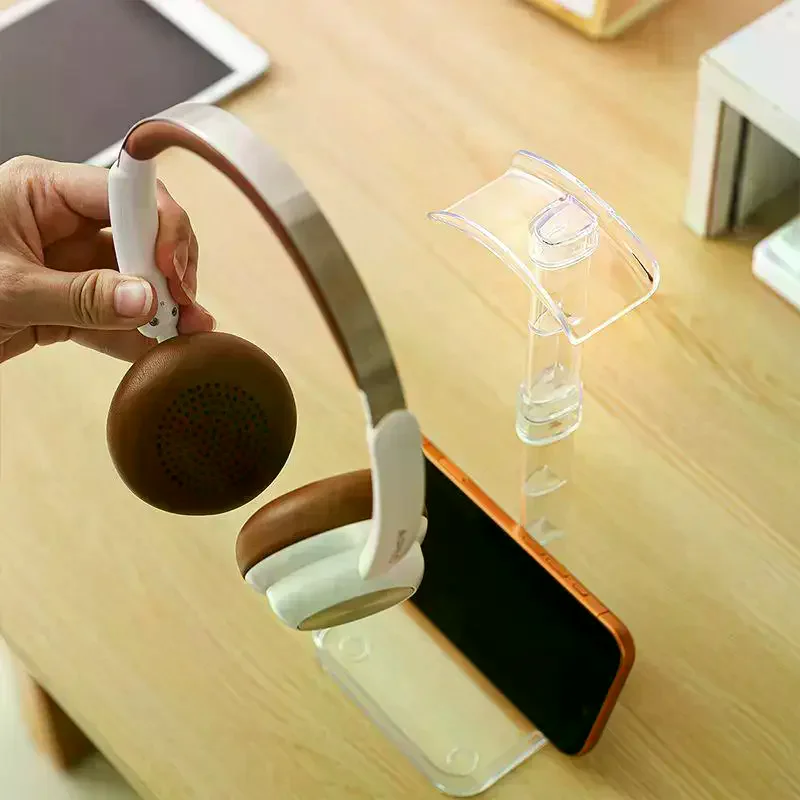 1pc Headphone Stand With Base Universal Headphone Stand Hanger Transparent Headset Storage Rack Multi-Function Detachable Stand