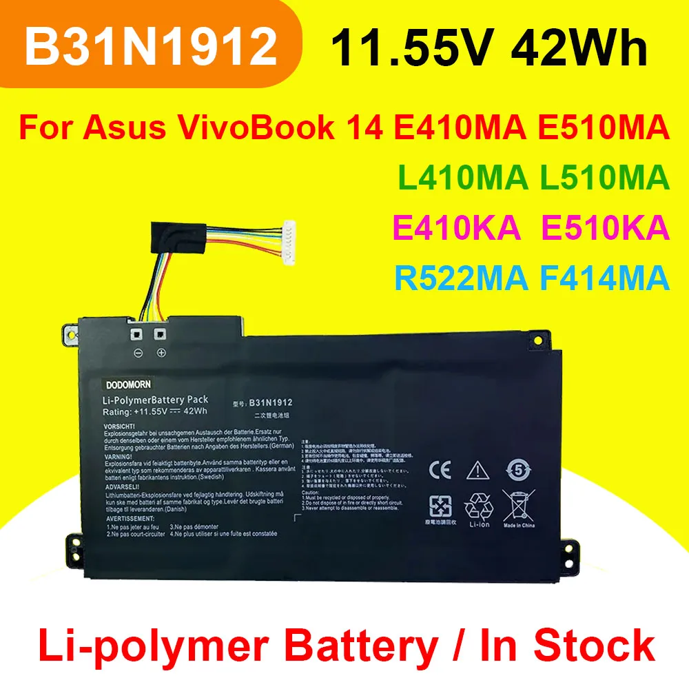 

B31N1912 For Asus VivoBook 14 E410MA E510MA L410MA L510MA E410KA E510KA R522MA F414MA Series C31N1912 Laptop Battery 11.55V 42Wh