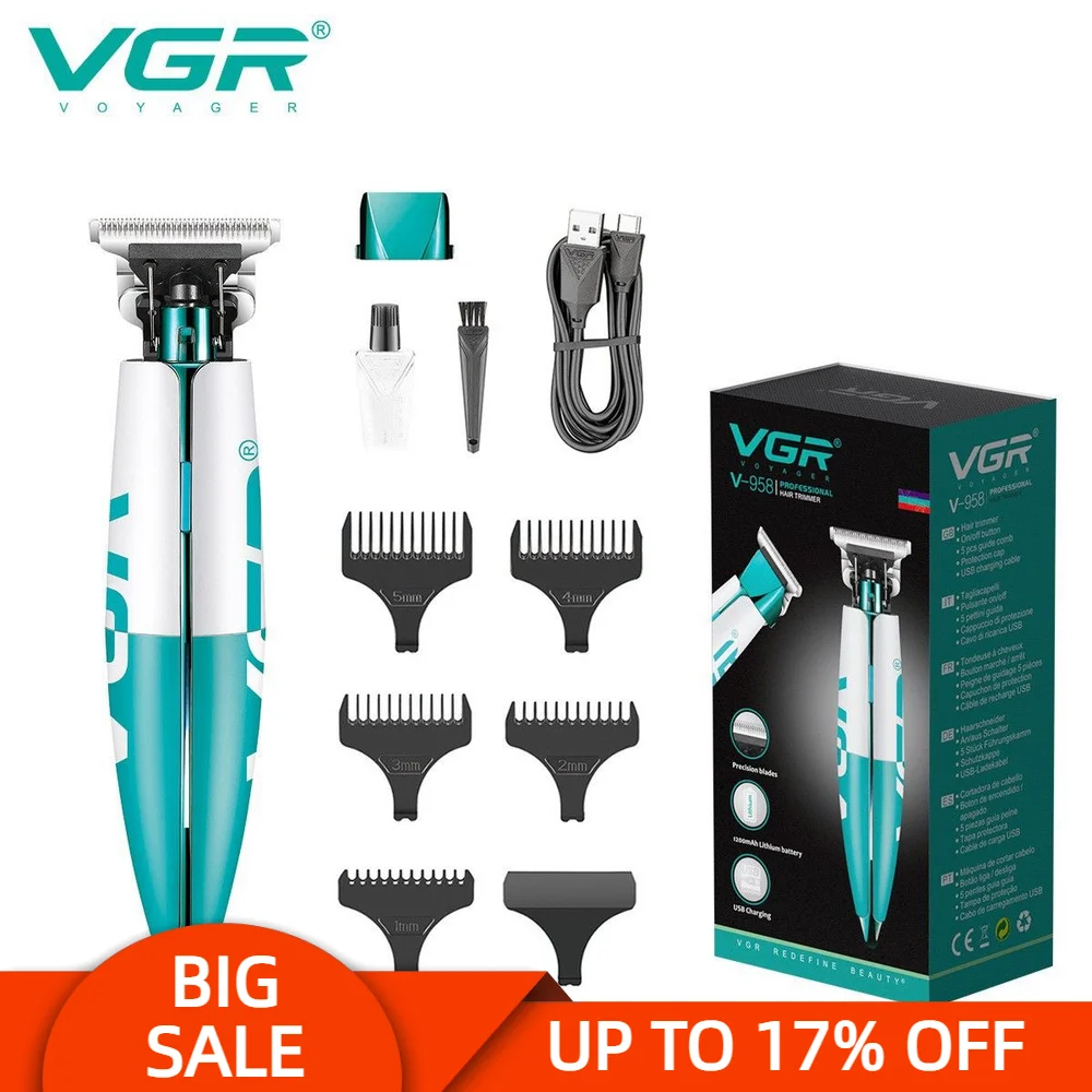 

VGR 958 Hair Clipper Machine Electric Barber Salon Haircut Professional Rechargeable Portable Trimmer For Men USB Home Vgr V958