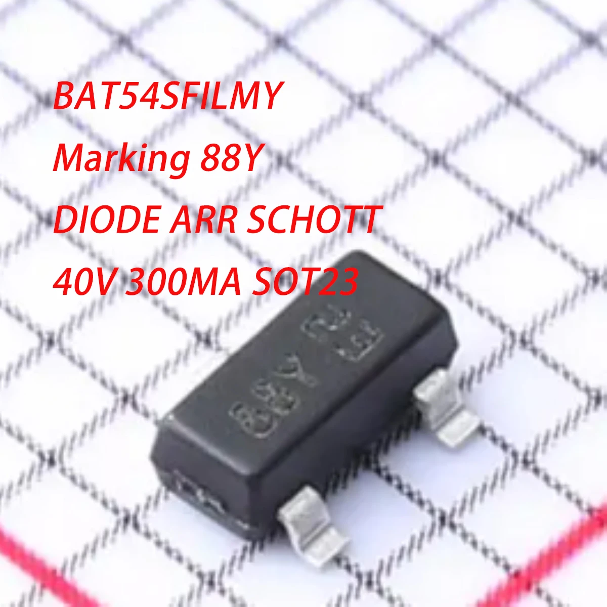 20PCS BAT54SFILMY Marking 88Y SOT-23-3 TO236AB NEW Original Automotive small signal Schottky diodes 40V 300mA 0.3A 900mV@100mA