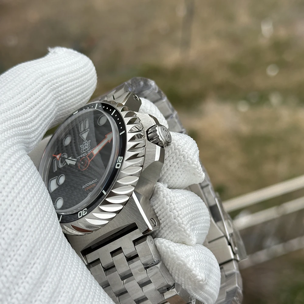 ساعة غواص رجالية من STEELDIVE 46.5 ملم ساعة يد ميكانيكية أوتوماتيكية للغوص 300ATM مقاومة للماء مرآة ياقوت مضيئة NH35