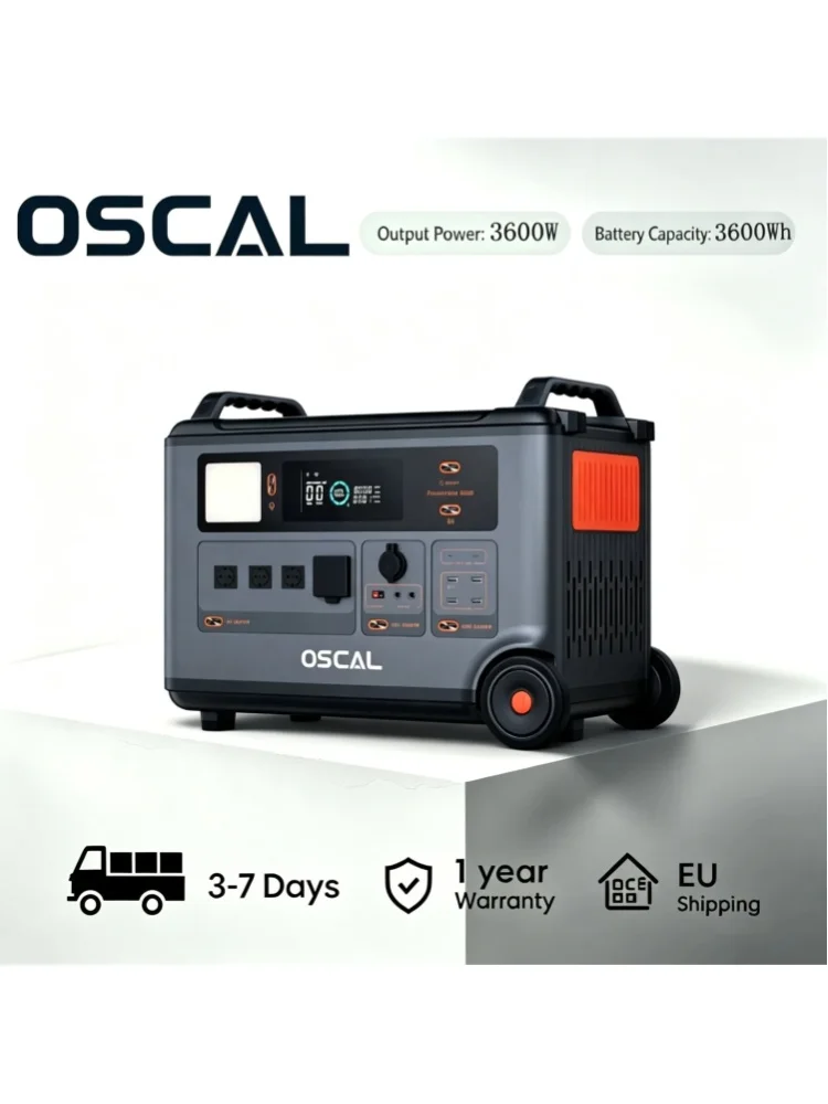 Oscal PowerMax 3600 SE Tragbare Powerstation, 3600Wh LiFePO4-Batterie, 3600W reiner Sinuswellen-Ausgang, 4500W Spitzenleistung, App-Steuerung
