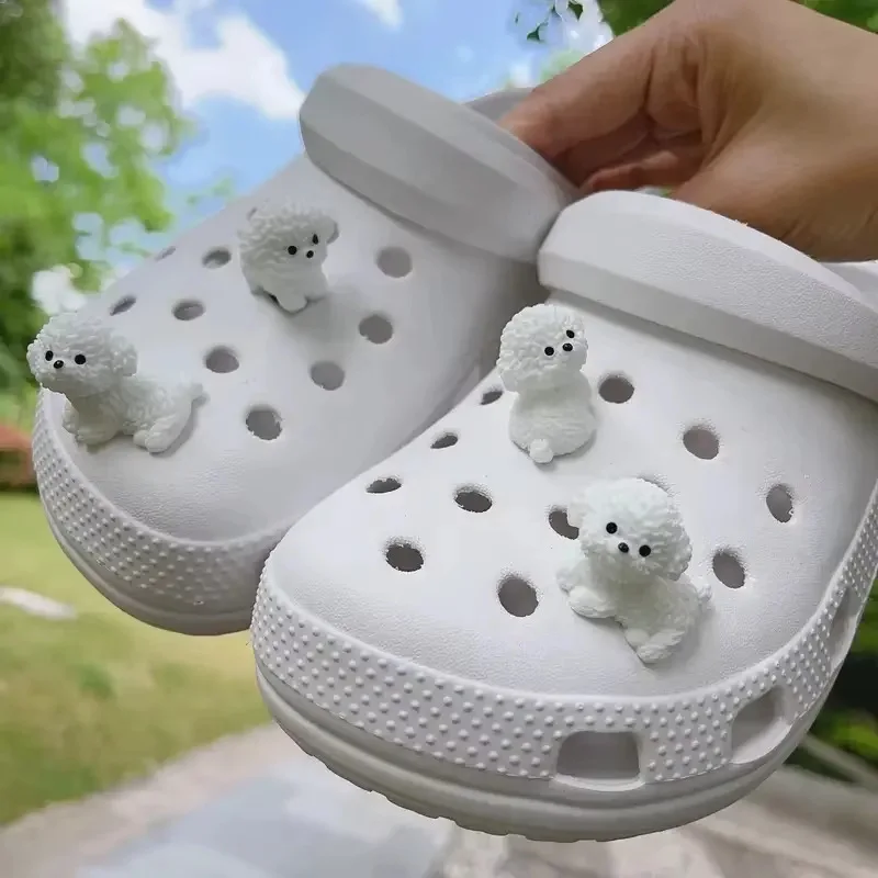 New 4Pcs/Set Luminescence 3D Cute Puppy Shoe Decoration Diy Shoes Charms Used For Clogs Sandals Perfect For Holiday Xmas Gifts