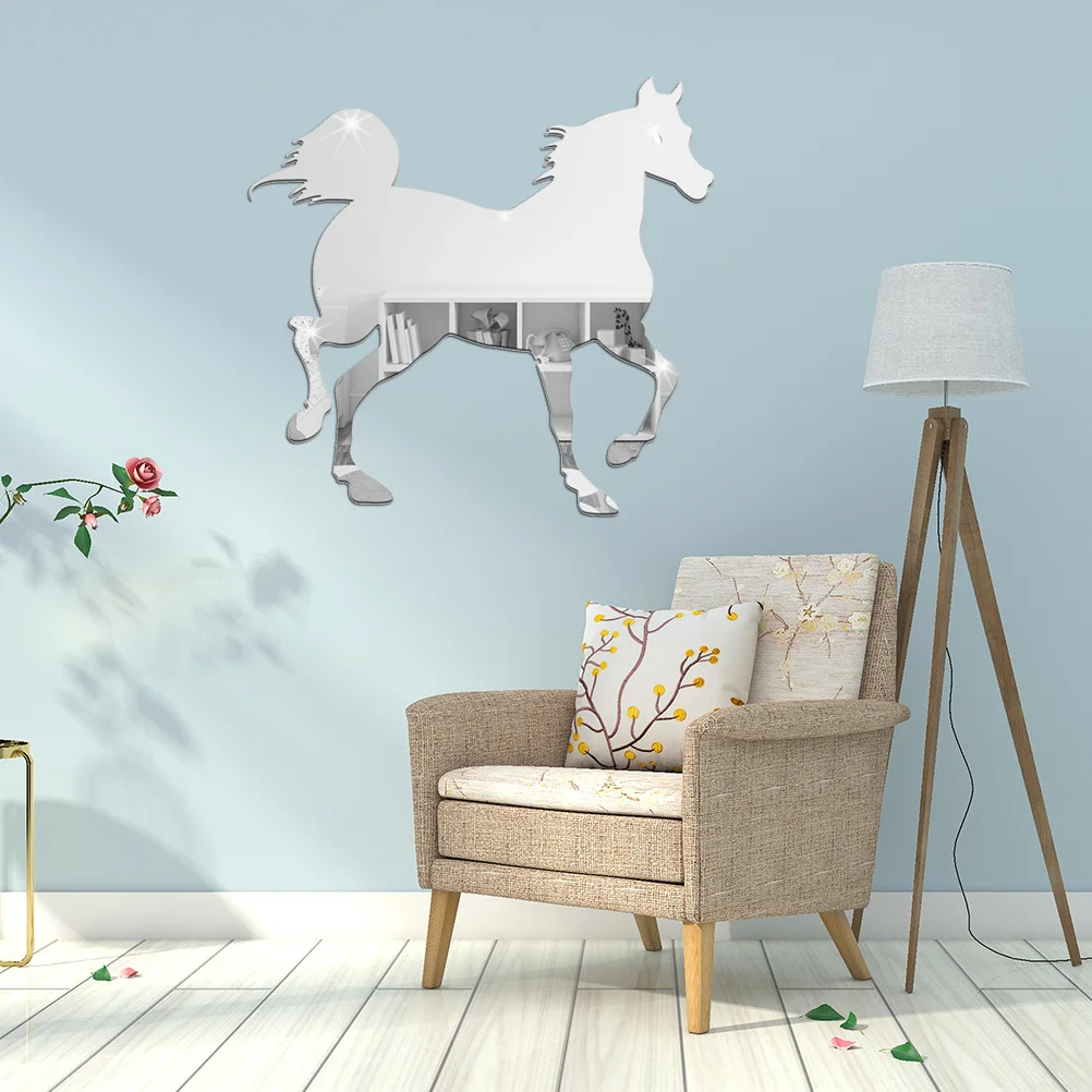 

Horse Wall Sticker Waterproof Acrylic Home Home Decoration Decoration Bedroom Office Interior Wall Art Silver