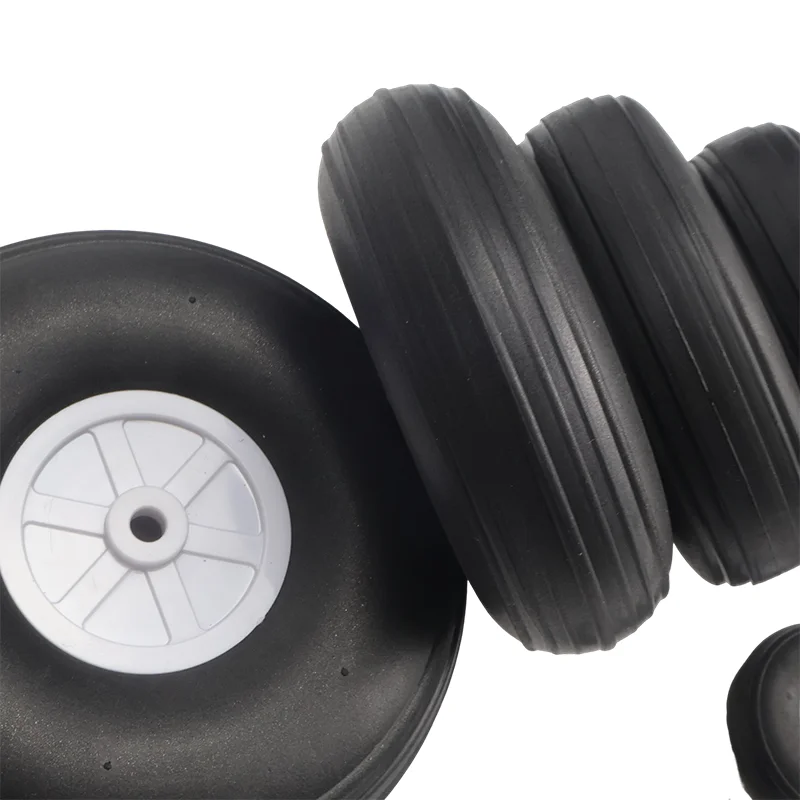 New 2Pcs PU Rubber Wheel Diameter 2.25/2.5/2.75/3.0/3.5/4/4.5/5 Inches RC Plane Model Fixed Wing Plane Tire Wheel Landing Gear