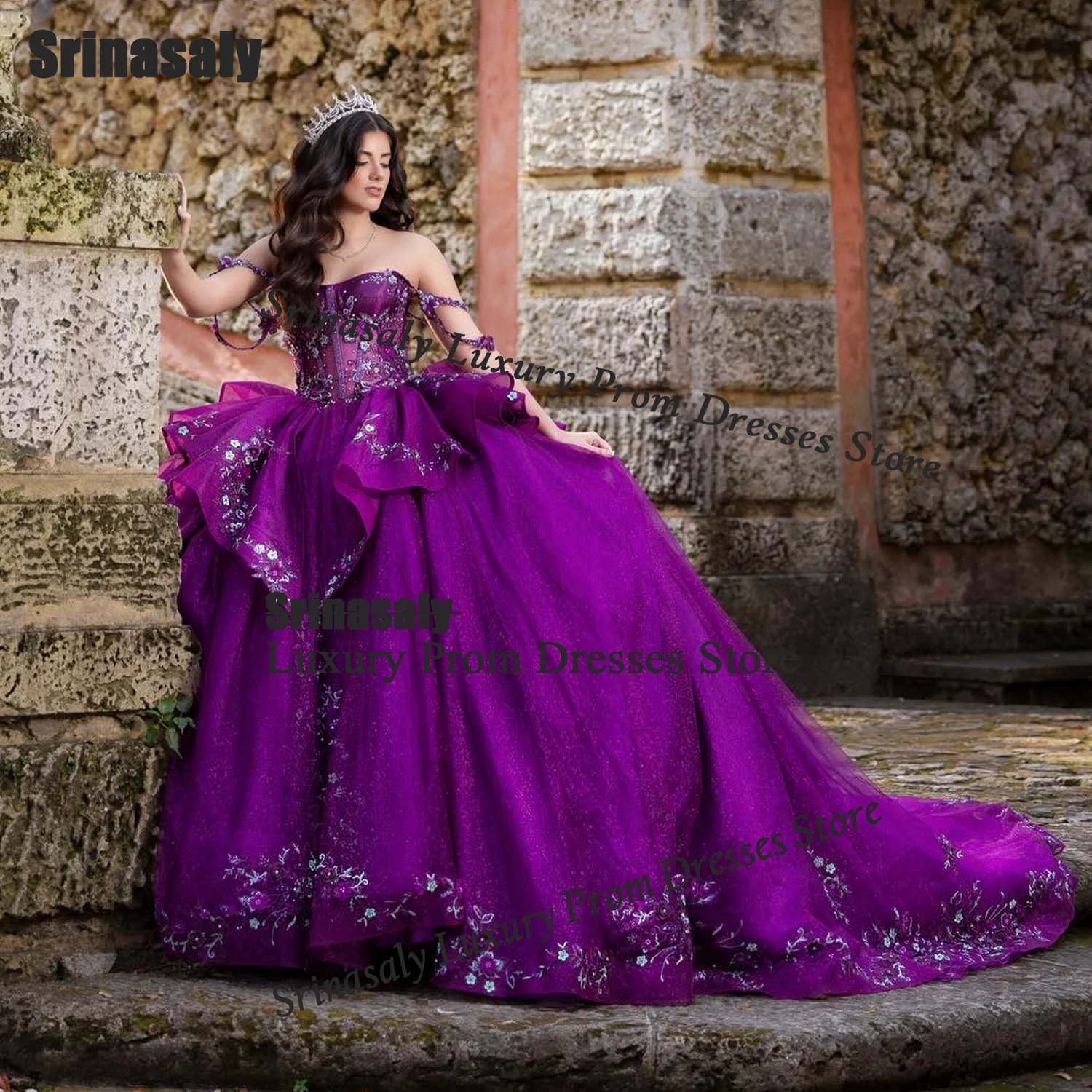 Customized Luxury Quinceanera Dress For Girl Ball Gown Strapless Off The Shoulder Pearl Corset Sweet 16 Dress Vestido De 15 Anos