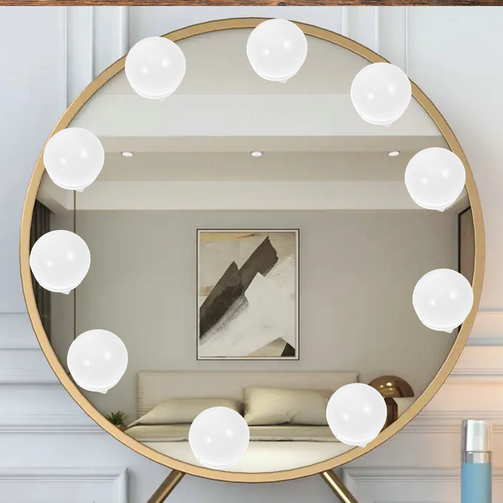 

10Pcs Makeup Mirror Light Adjustable Brightness USB Vanity Lamp Portable LED Makeup Light Bright Gentle Illumination for Home