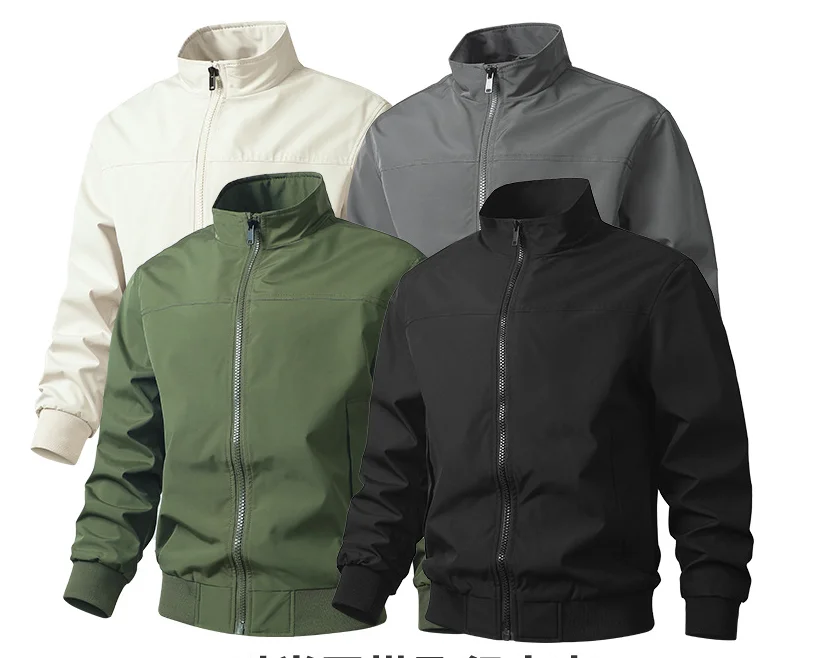 Fashionable and minimalist men's stand up collar jacket men's autumn 2025 men's loose top workwear jacket