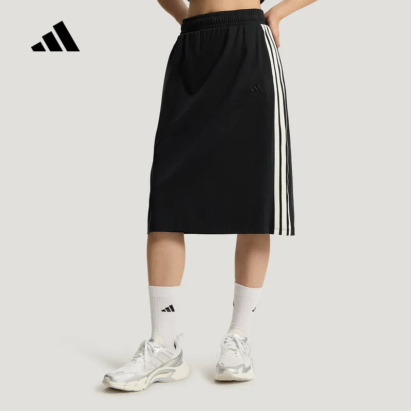 2026 Sport Adidas Women Midi Skirt Regular Fit Elastic Waist Drawstring Back Slit Side Pockets Smooth Fabric KS5348