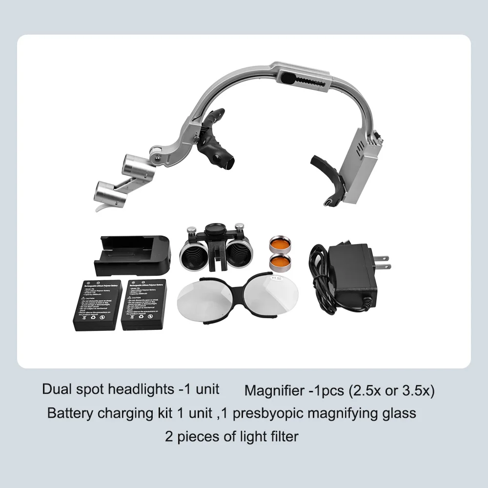 Dental LED Head Light Lamp For Magnification Binocular Loupes Denspay 5W Light 2.5X 3.5X Dentisit Surgical Headlight Lab Tools
