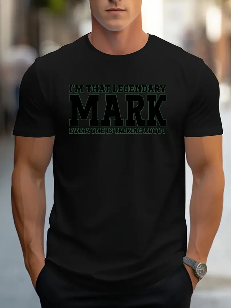 Mens Beige Oversized Cotton Tee Legendary Mark Bold Varsity Letter Slogan Crew Neck Short Sleeve Casual Male Street Loose Top
