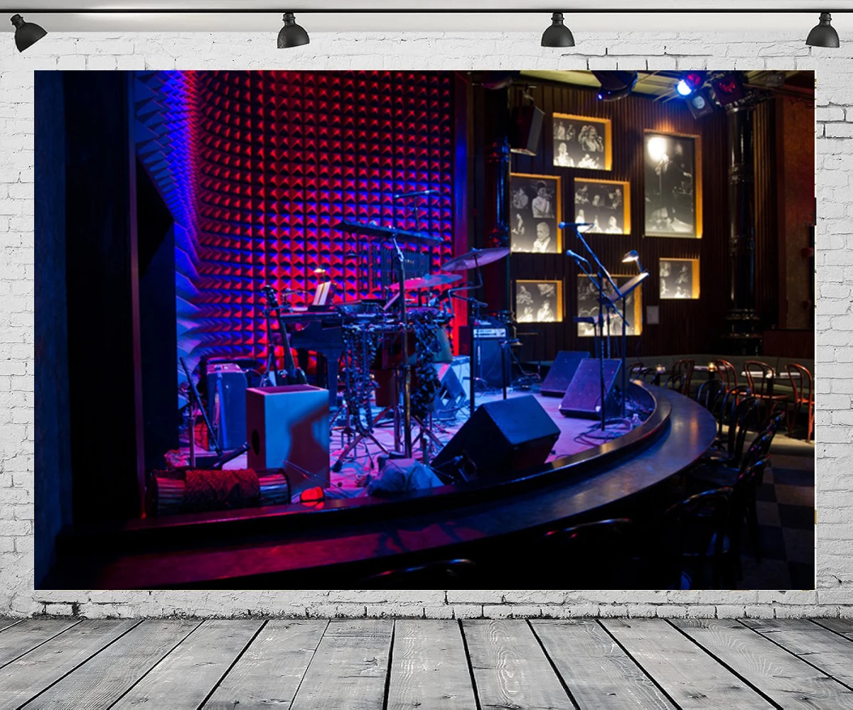 Modern Jazz Bar Photography Backdrop For Music Club Pub Bar Cafe Interior Rock Roll Jazz Blues Music Stage Concert Background