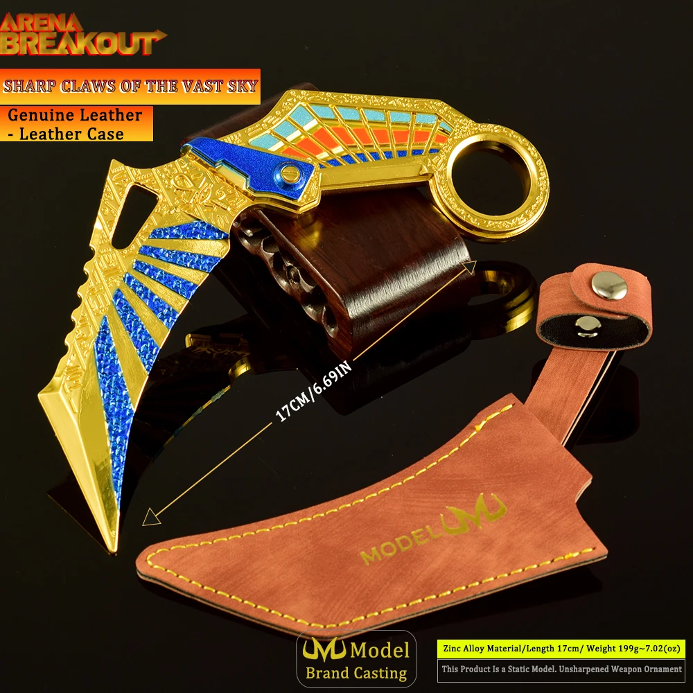 17cm Arena Breakout garras afiladas del Vast Sky Funda de cuero genuino juego Anime aleación Prop garra cuchillo juguete fresco sin cortar regalo seguro para niño