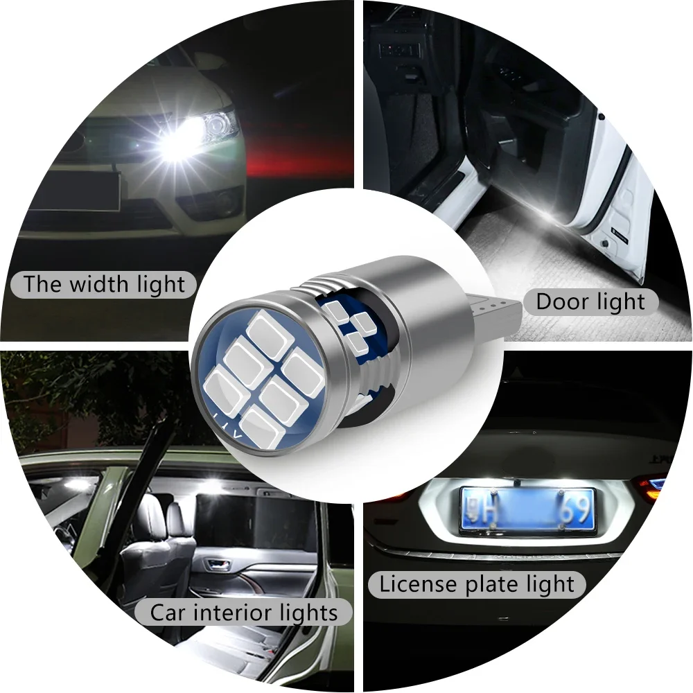 2PCS W5W T10 LED Bulbs Canbus For Car Parking Position Lights Interior Map Dome Light 12V Auto Clearance Width Lamps Accessories