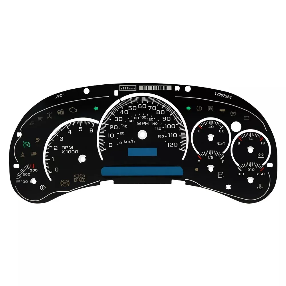 Black Gauge Face Overlay LED Version Trans Temp for GM Silverado Sierra Tahoe