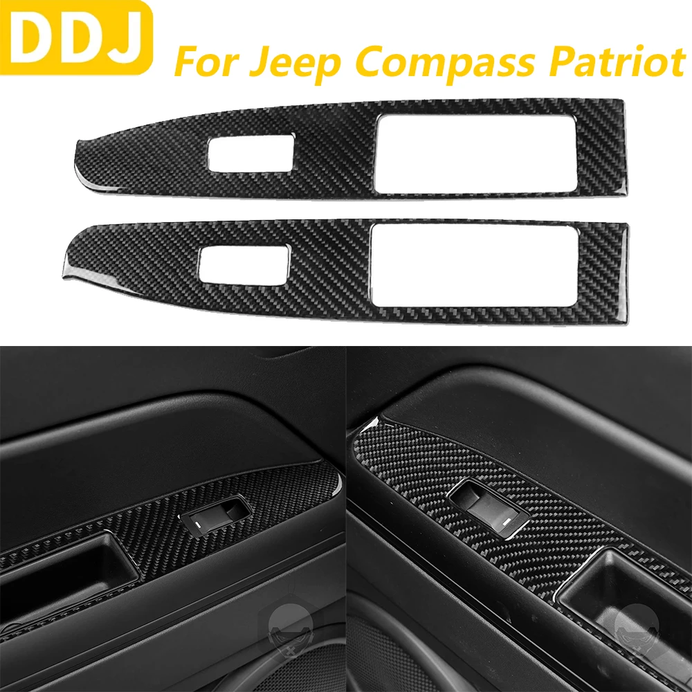 

For Jeep Compass Patriot 2009-2017 Carbon Fiber Rear Door Window Lift Switch Panel Cover Trim Car Accessories Decoration Sticker