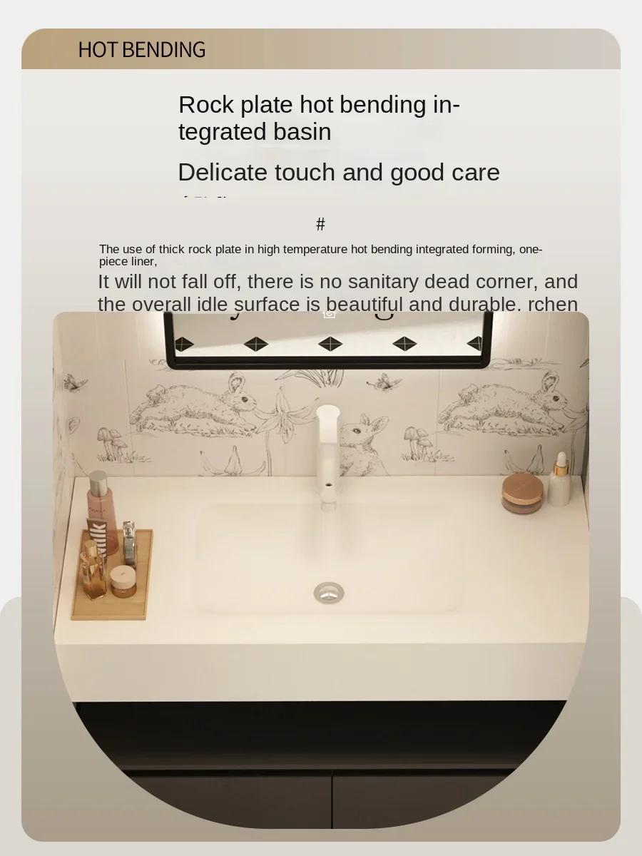 ZC bathroom cabinet combination rock slab hot bending integrated basin toilet washbasin sink