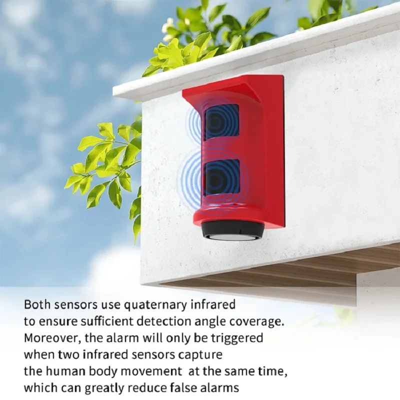 Smartrol Wireless PIR Sensor Alarms Safety Solar Infrared Detector Outdoor Sound Light Alarm Can be Paired With Wireless Sensors