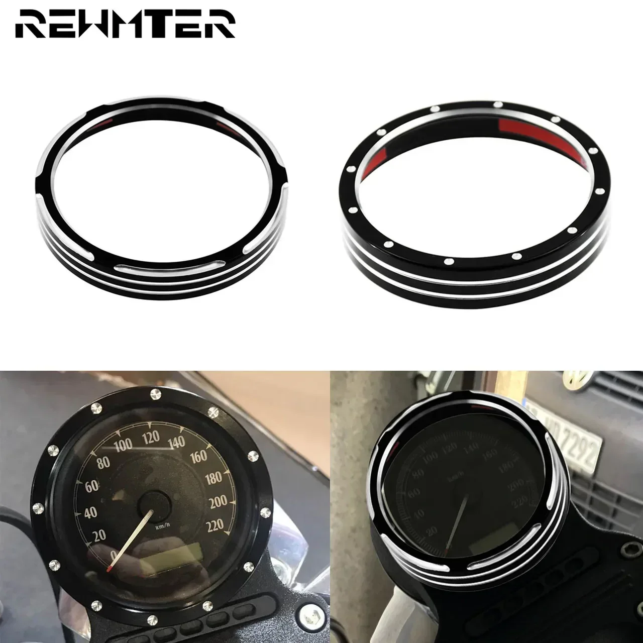 

Motorcycle Billet Asterism Speedometer Trim Bezel Black For Harley Dyna Street Bob Low Rider Sportster XL 883 1200