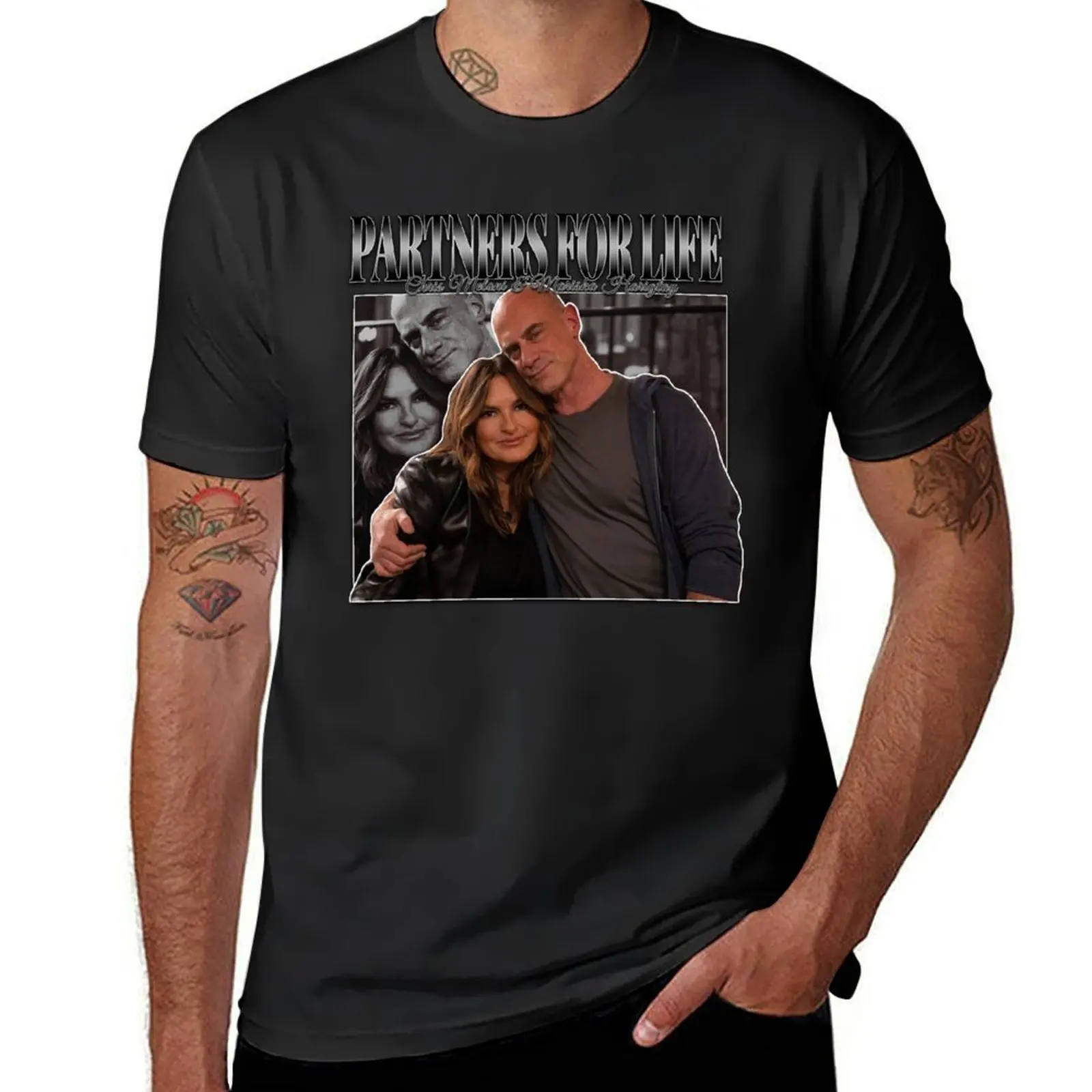 Partners for Life: Mariska Hargitay and Chris Meloni 90s Inspired Vintage Homage T-Shirt new edition customizeds t shirt men