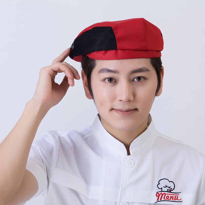 Chapeaux respirants de cuisine de Restaurant, hôtel, chapeau de Chef pour homme, cantine, chapeau de cuisine, boulangerie, casquettes en maille pour serveur