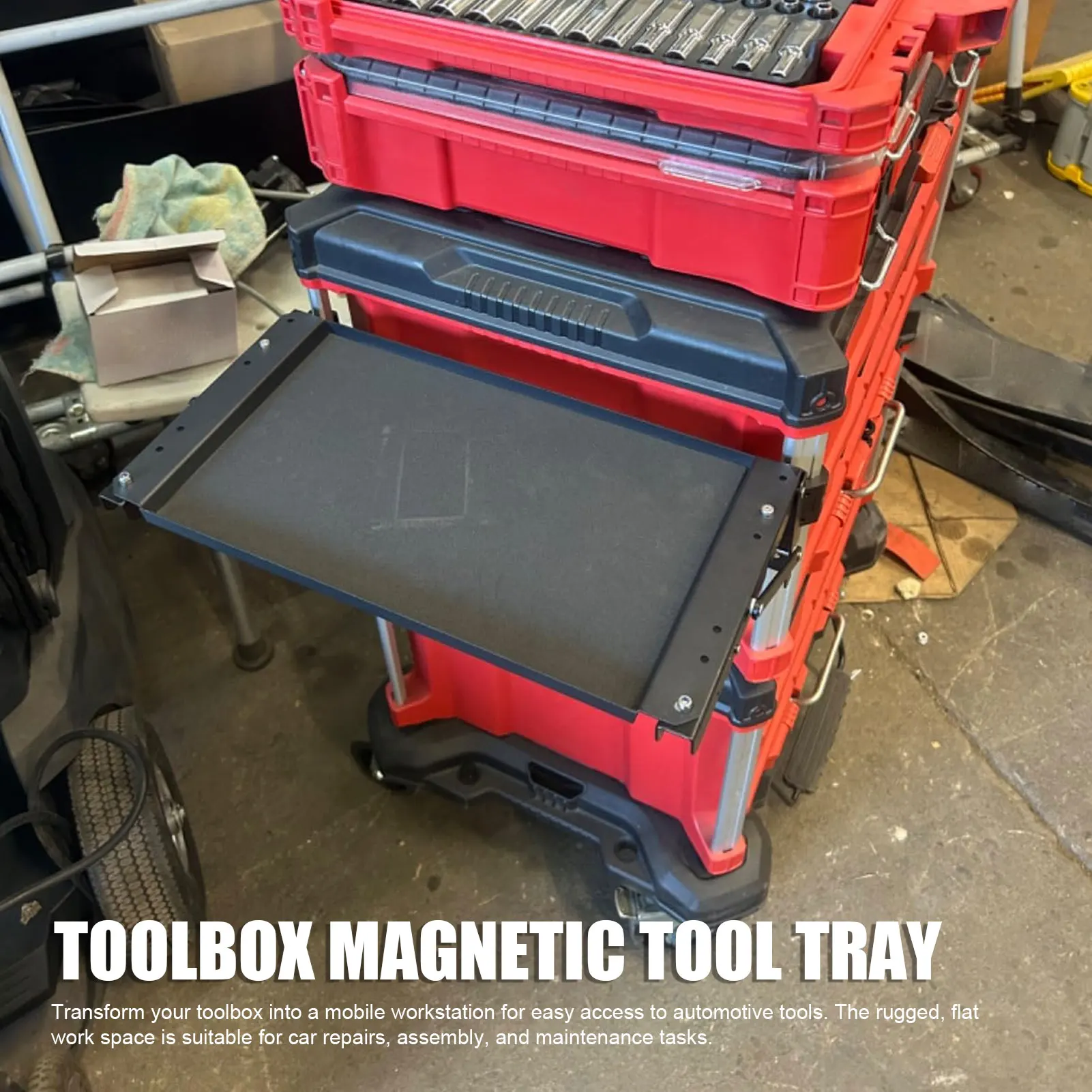 

Toolbox Side Storage Folding Table Toolbox Magnetic Tool Tray Side Bracket Space Saving 325mmx195mm Heavy Duty for Car Repairs