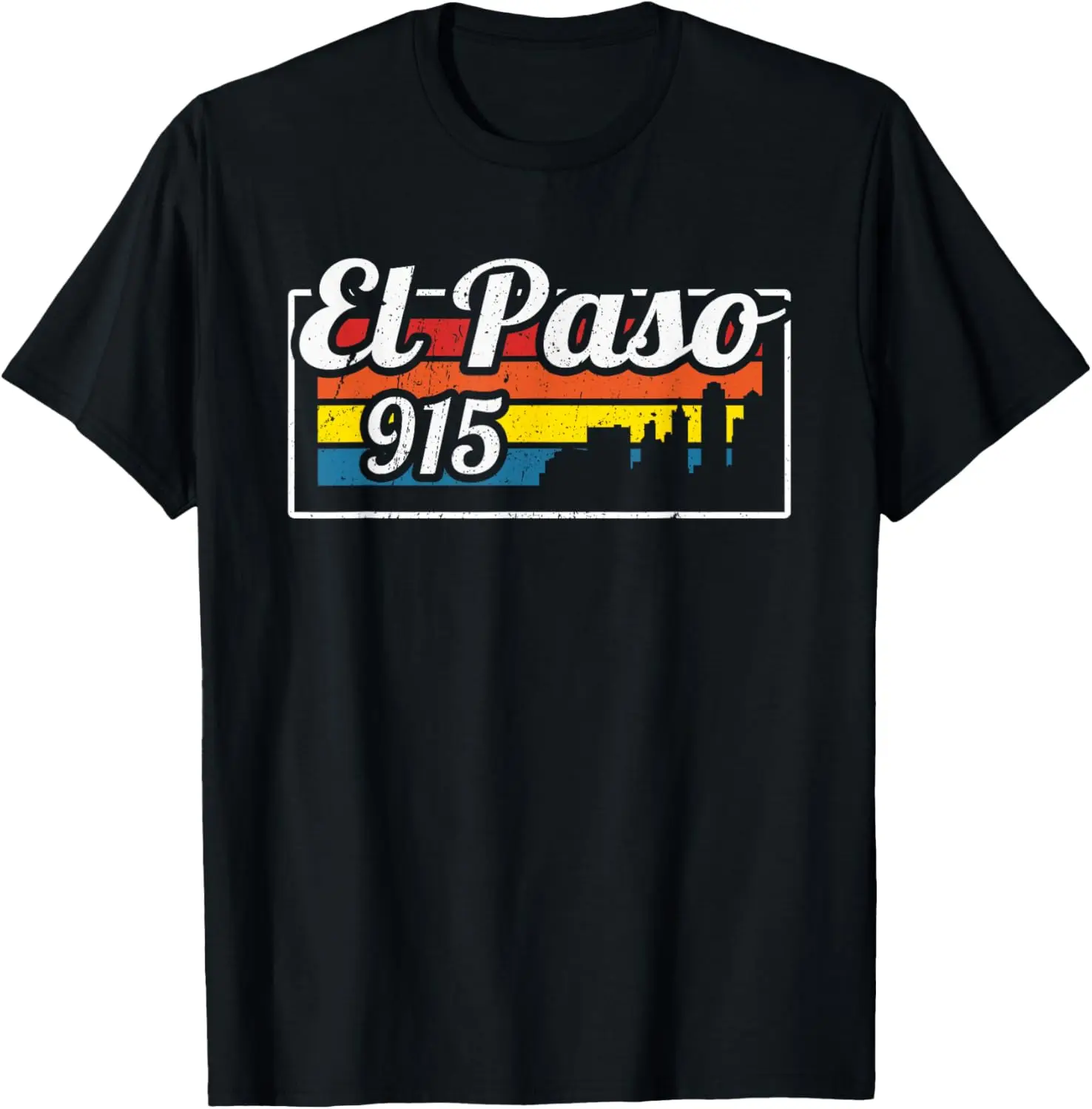 

Vintage El Paso City Skyline 915 State Of Texas Retro Gift T-Shirt