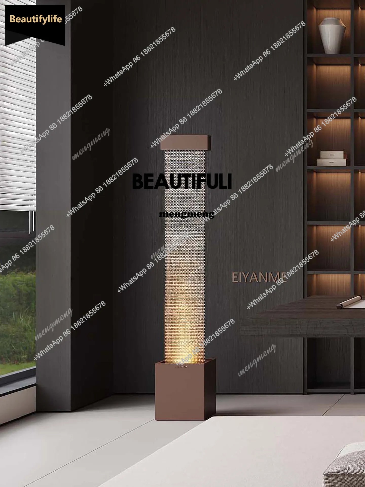 D80 circulating water living room, landing to attract wealth, water curtain wall, entrance humidification decoration