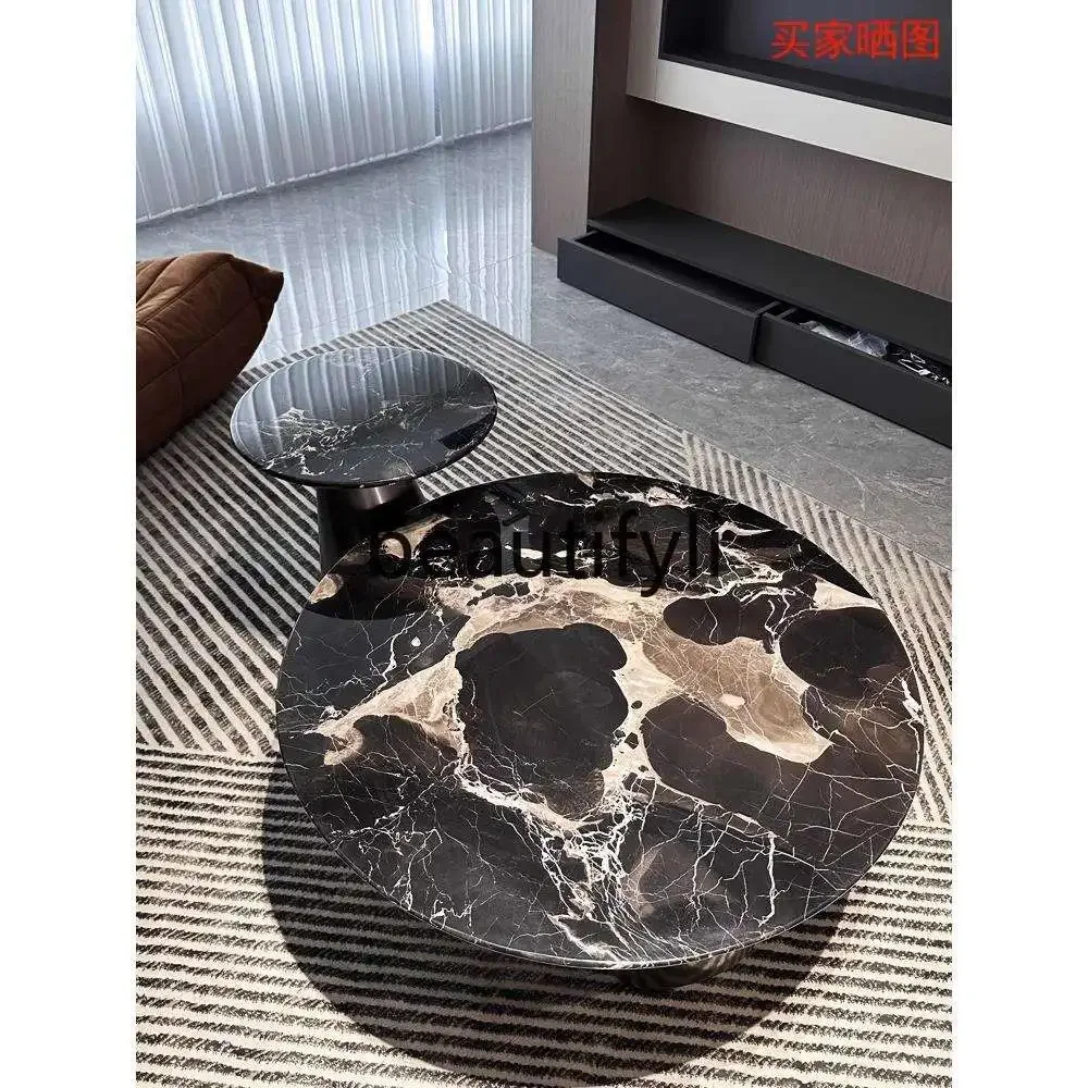 

S7486teae Light, роскошный натуральный мрамор, черная роза, элитный роскошный круглый журнальный столик из камня