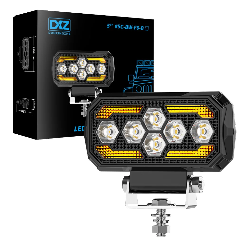 5 inch Rectangle DRL Day Running Lights Modified LED Work Lights Off-Road Vehicle Spotlights ATV SUV 4X4 Headlights Flash