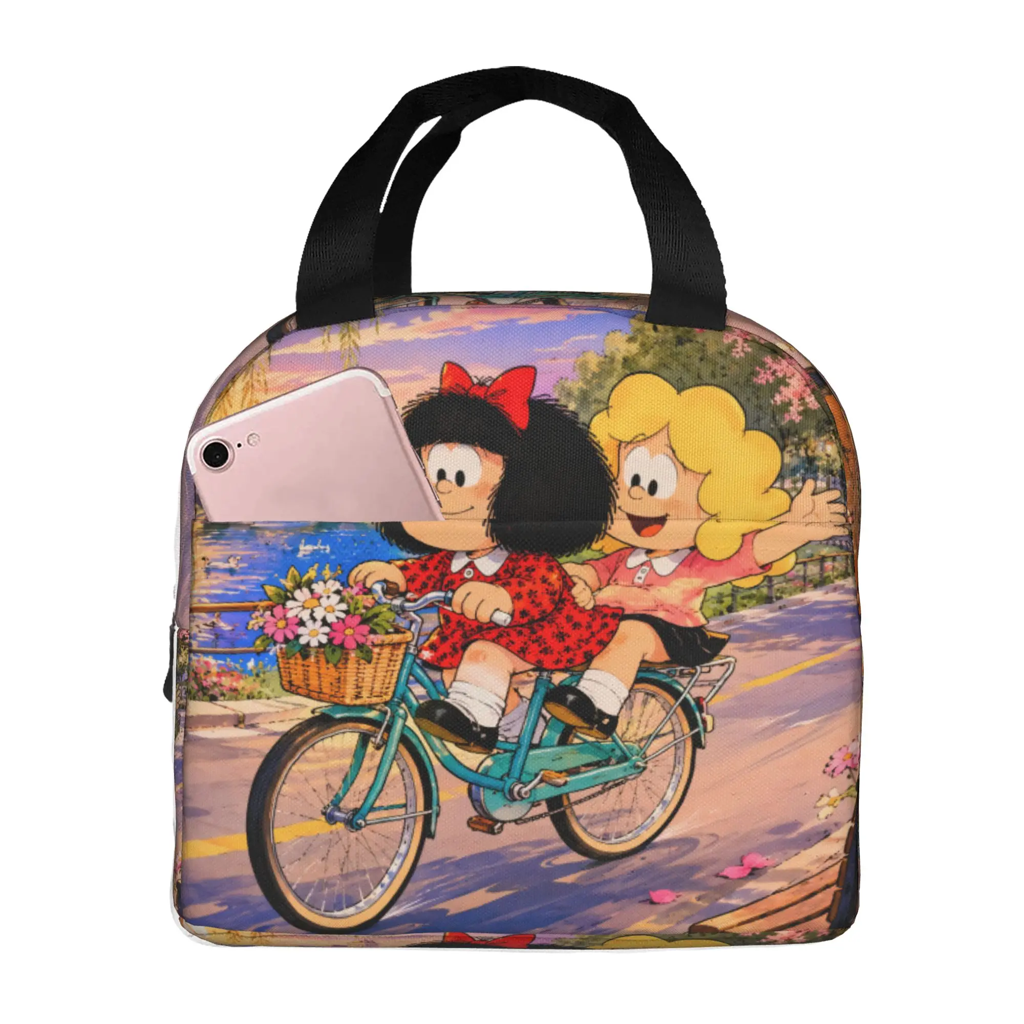 

Custom Humor Mafaldas Quino Insulated Lunch Bags for Women Men Portable Cooler Thermal Food Lunch Box Outdoor Camping Travel