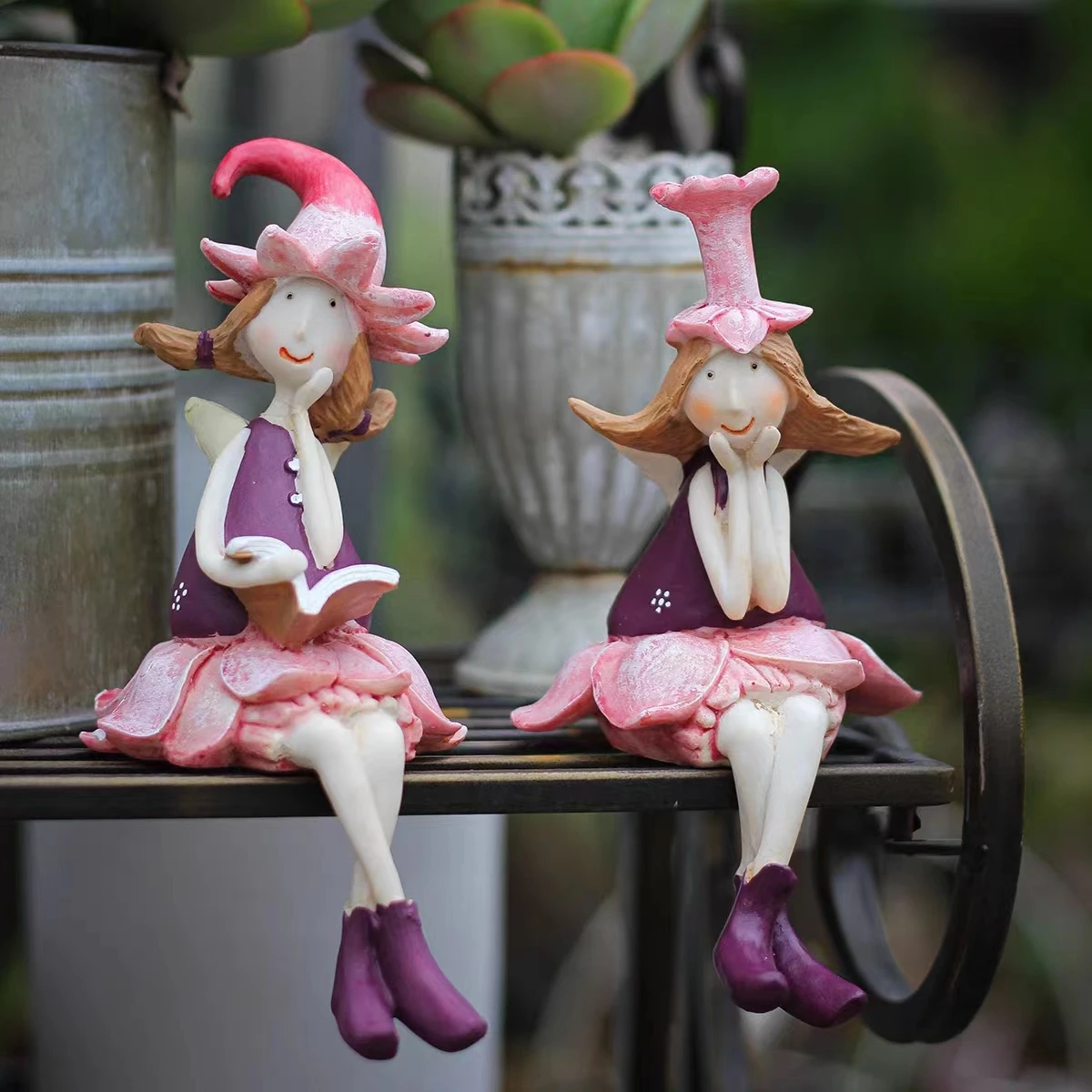 Balcony ornaments Outdoor garden Flower fairy Angel Table top decoration Internet celebrity gardening