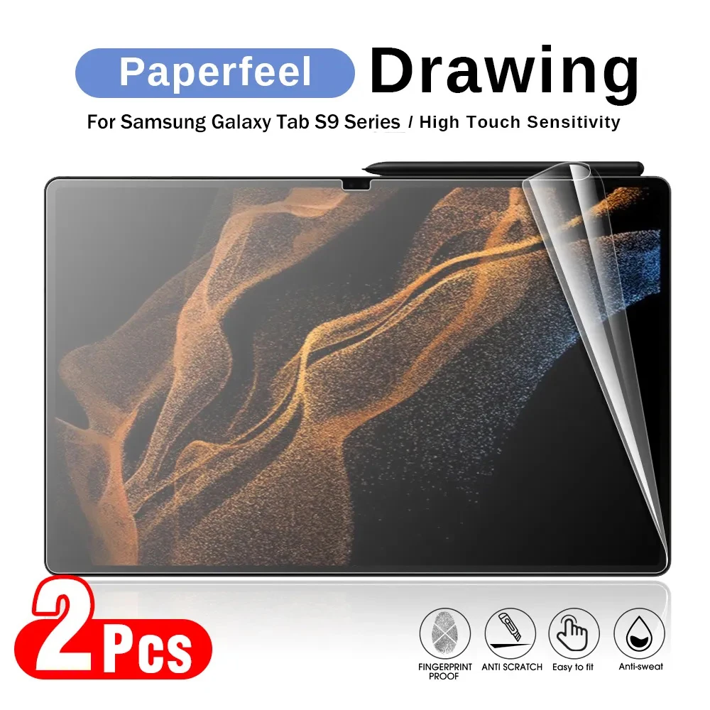 2PCS Matte Frosted Write Painting Film On For Samsung Galaxy Tab S9 Ultra Plus TabS9 S9Ultra Soft PET Screen Protector Not Glass