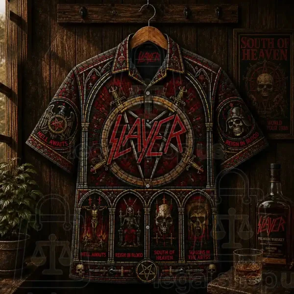 New Vintage Rock Band Slayer 3D Print Hawaiian Shirt Men Women Fashion Single-breasted Short Sleeve Shirt Fan Blouse Men Clothes