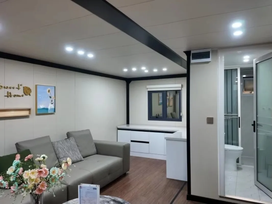 Construa facilmente uma villa de contêiner expansível pré-fabricada, casa móvel de 2 a 4 quartos, casa portátil