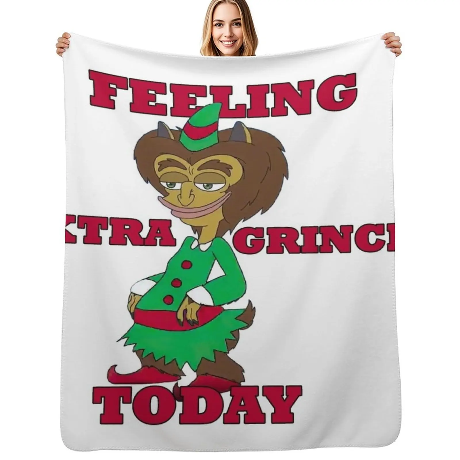 BIG MOUTH Feeling Extra Grinchy Today Maury Hormon Monster Red Throw Blanket Thermal Vintage Bed covers Blankets
