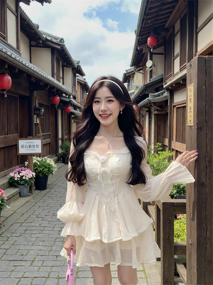 여성용 흰색 드레스 A라인 리본 단색 봄 편안한 얇은 휴가용 컷아웃 펜슬 글리터 스택드 오피스 외출용