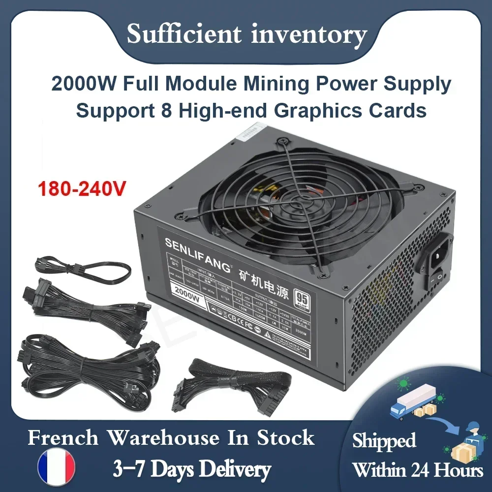 SENLIFANG Full Module 1800W 2000W Mining Power Supply For BTC Miner Machine Support 8 GPU 160V-240V Ethereum ETC RVN ATX PC PSU