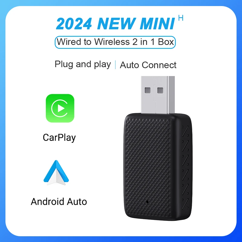 

Mini Wired to Wireless 2 in 1 CarPlay and Android Auto Box Plug and Play Fashionable and Portable Suitable for 99% car