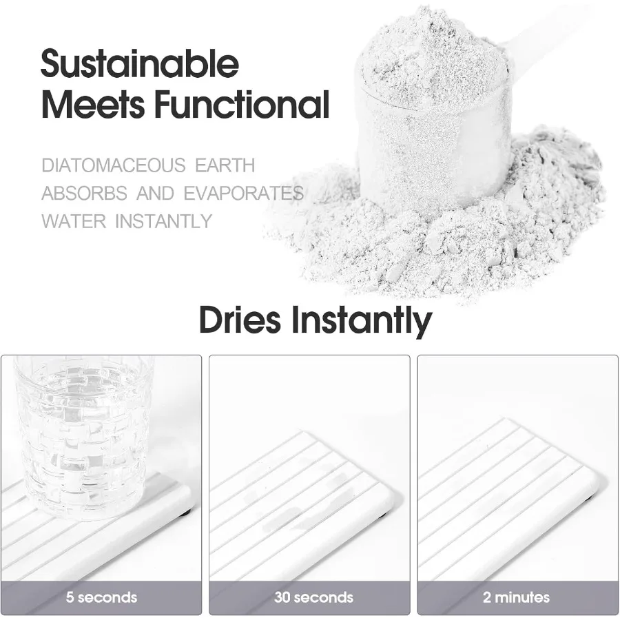 Sink Caddy 2Pcs Instant Dry Kitchen Sink Organizer Sponge Holder for Kitchen Sink Diatomaceous Pedestal Stand Riser with Silico