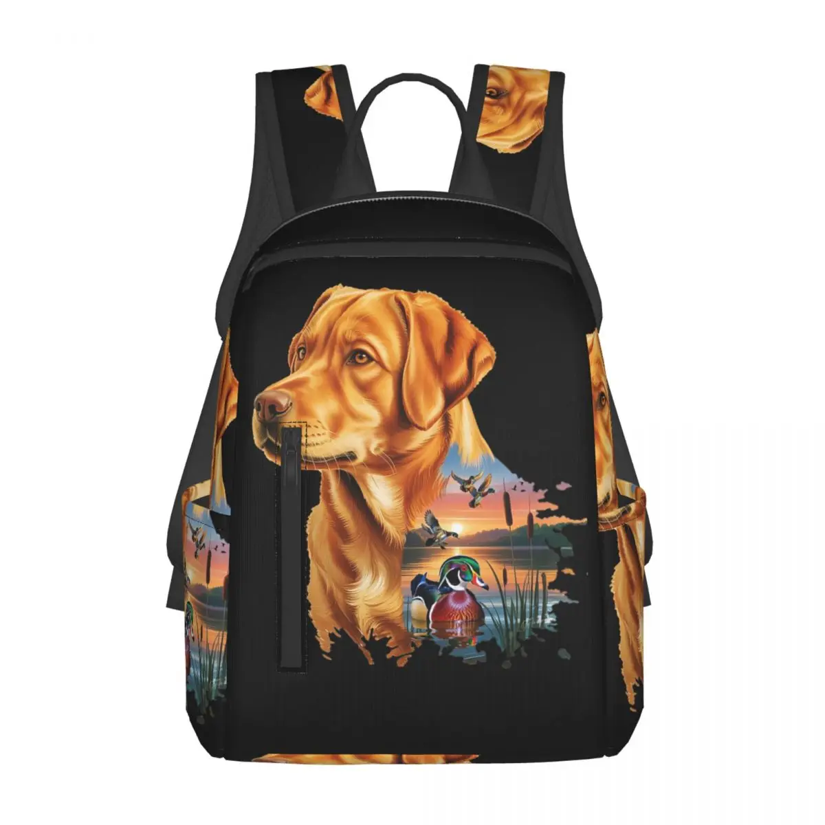 

Fox Red Labrador And Wood Duck Sunrise Backpack Daypack Large Capacity Boys Girls BookBag School Bag Shoulder Bags for Men Women