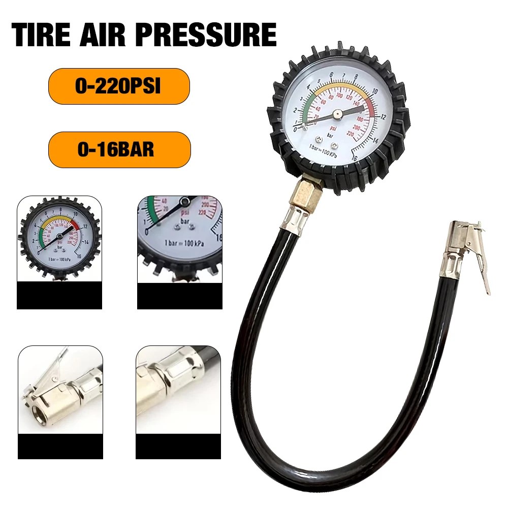 1PC Tire Air Pressure, Monitoring Accurate Air Tire Pressure Gauge, Zinc Alloy Material, Fit For Various Types Of Vehicles Tires
