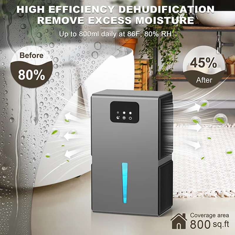 Portable High Capacity Electric Refrigerative Compressor Dehumidifier Smart Touch Screen for Household Basement