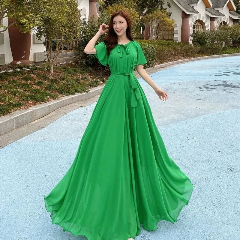 2023 New Women Summer Dress Large Beach Chiffon Extra Long Beach Resort  Dress Elegant Ladies Loose Bohemian Dresses Vestidos 4XL - AliExpress  200000345
